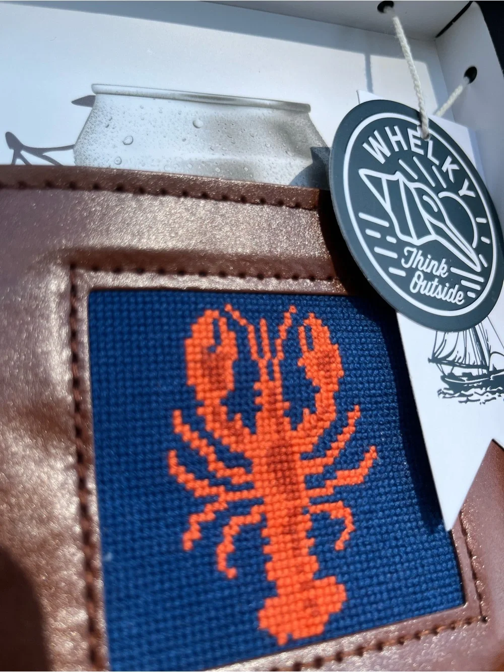 NWT Whelky Shoreline Stitch & Sips Needlepoint Bottle Opener Koozie Set Lobster